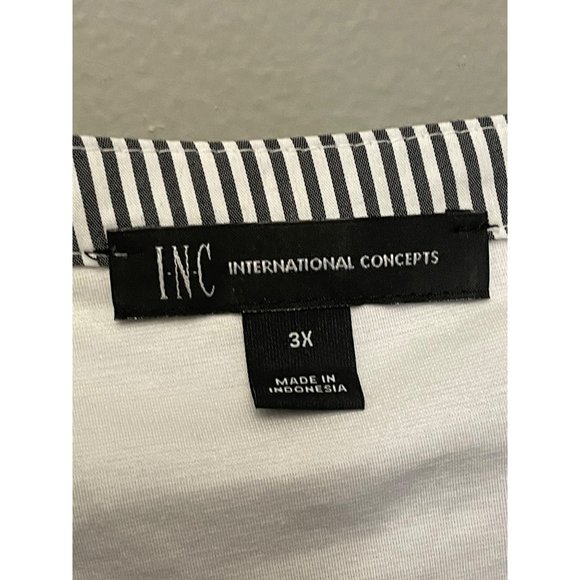 International Concepts Size 3X Womens Black & White Striped Shirt #S-4-32 - Picture 2 of 4
